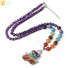 Load image into Gallery viewer, 7 Chakra Pendant Necklace Reiki Yoga Bead Healing Crystal Meditation Lobster Clasp Chain