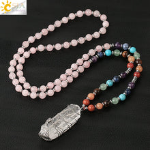 Load image into Gallery viewer, Clear Crystal Pendant Necklaces Reiki Yoga 7 Chakra