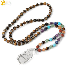 Load image into Gallery viewer, Clear Crystal Pendant Necklaces Reiki Yoga 7 Chakra