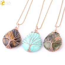 Load image into Gallery viewer, Tree of Life Water Drop Necklace & Pendant
