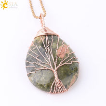 Load image into Gallery viewer, Tree of Life Water Drop Necklace & Pendant
