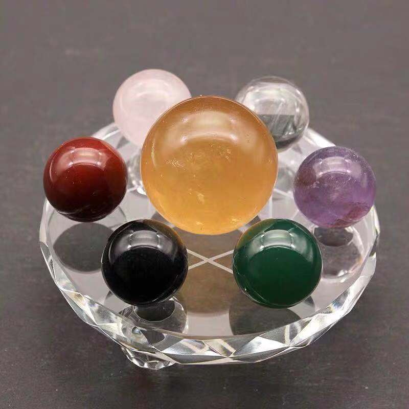 Natural quartz crystal ball seven star array crystal ball  reiki meditation crystal decorated chakra healing crystal set