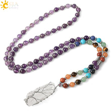 Load image into Gallery viewer, Clear Crystal Pendant Necklaces Reiki Yoga 7 Chakra
