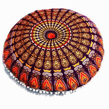Load image into Gallery viewer, Oversized Mandala Floor Pillows oreillers Round Bohemian Meditation Cover Ottoman Pouf Mandala cushion 80*80cm
