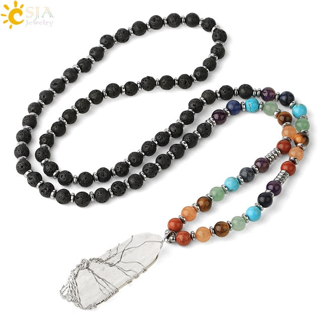 Clear Crystal Pendant Necklaces Reiki Yoga 7 Chakra