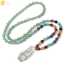 Load image into Gallery viewer, Clear Crystal Pendant Necklaces Reiki Yoga 7 Chakra
