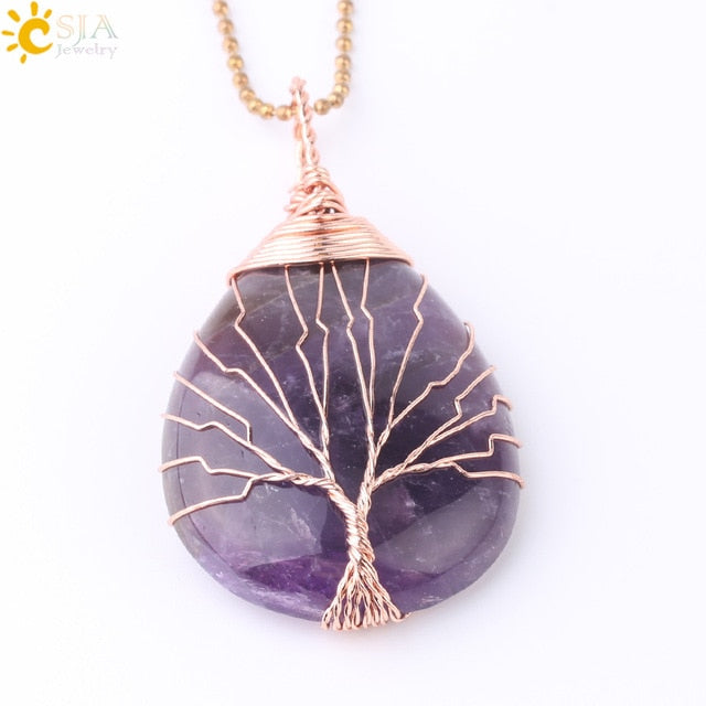 Tree of Life Water Drop Necklace & Pendant
