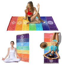 Load image into Gallery viewer, Mandala Boho Stripes Travel Yoga Mat Tapestry
