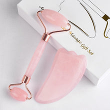 Load image into Gallery viewer, Facial Massager Natural Rose Quartz Jade Roller Gha sha Scraper Genuine Stone Slim Body Lifting Chin Anti Wrinkle Cellulite Tools
