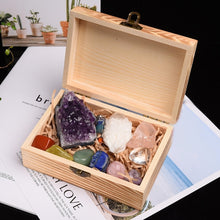 Load image into Gallery viewer, 11Pcs Crystals and Healing Stones Kit With Wood Box 7 Raw Chakra Pendulum Rose Quartz Natural Gemstones Kit
