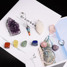 Load image into Gallery viewer, 11Pcs Crystals and Healing Stones Kit With Wood Box 7 Raw Chakra Pendulum Rose Quartz Natural Gemstones Kit
